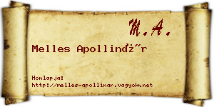 Melles Apollinár névjegykártya